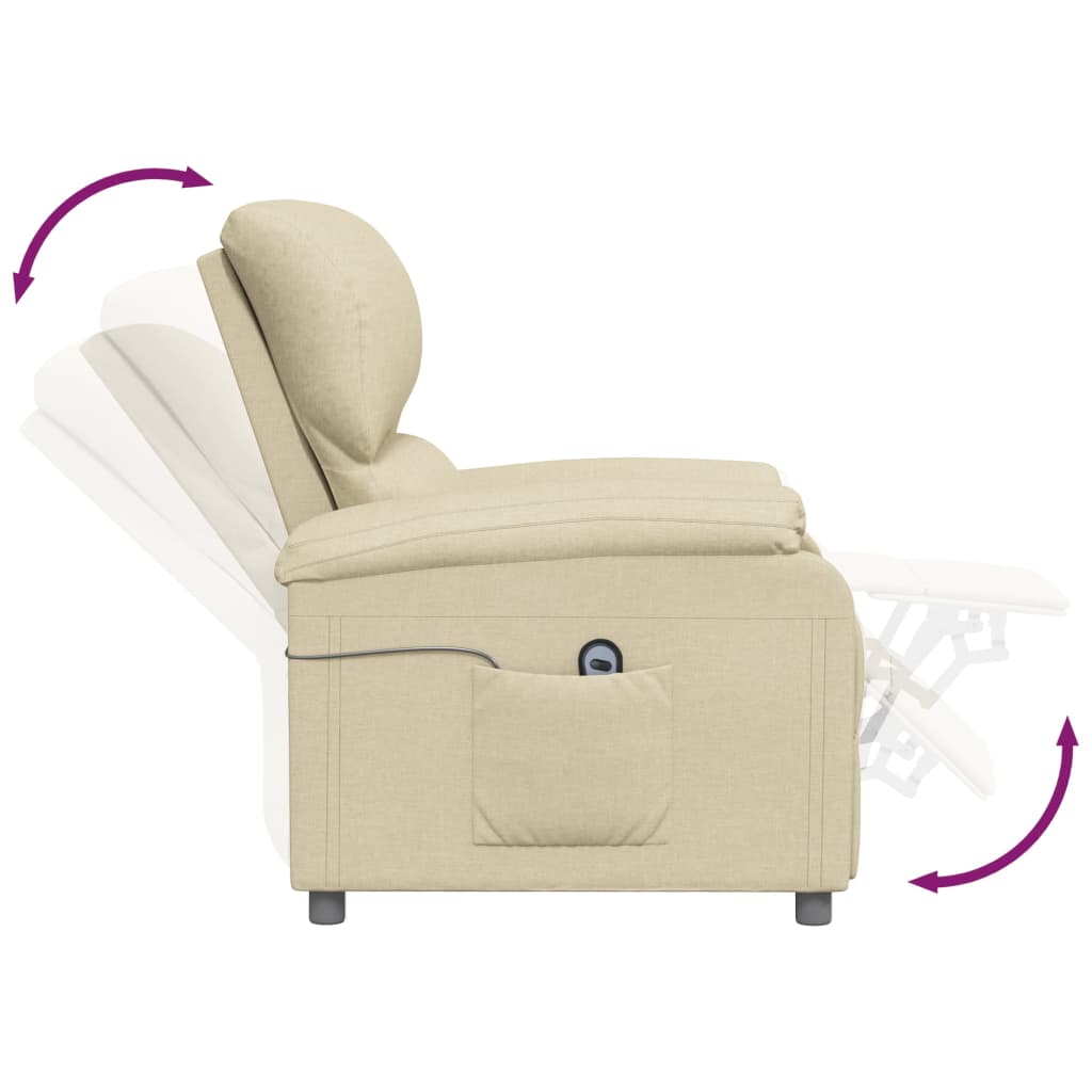 vidaXL Fauteuil verstelbaar elektrisch stof crèmekleurig
