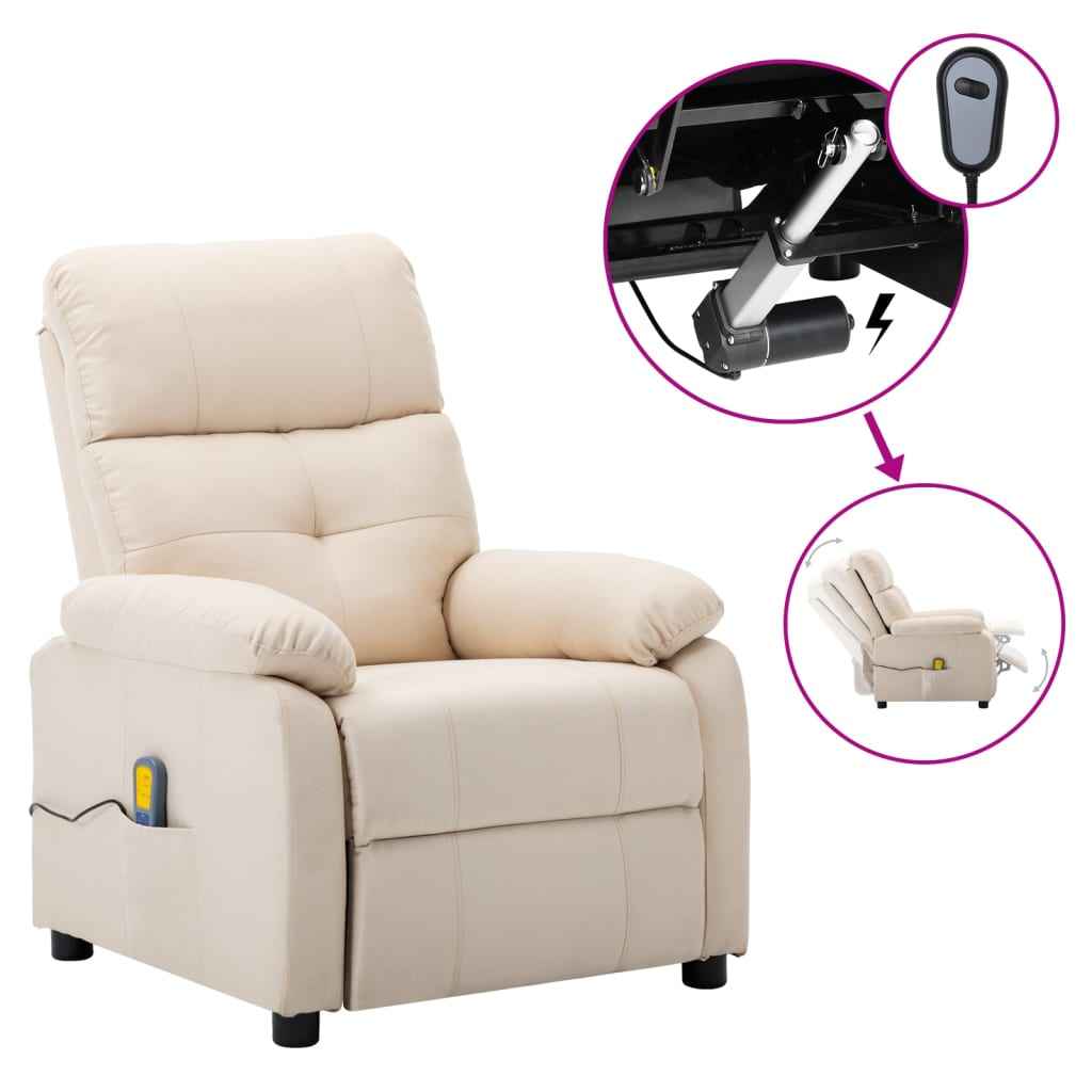 vidaXL elektrische massagestoel crème stof