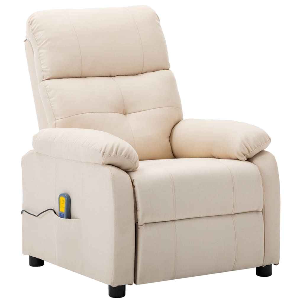 vidaXL elektrische massagestoel crème stof