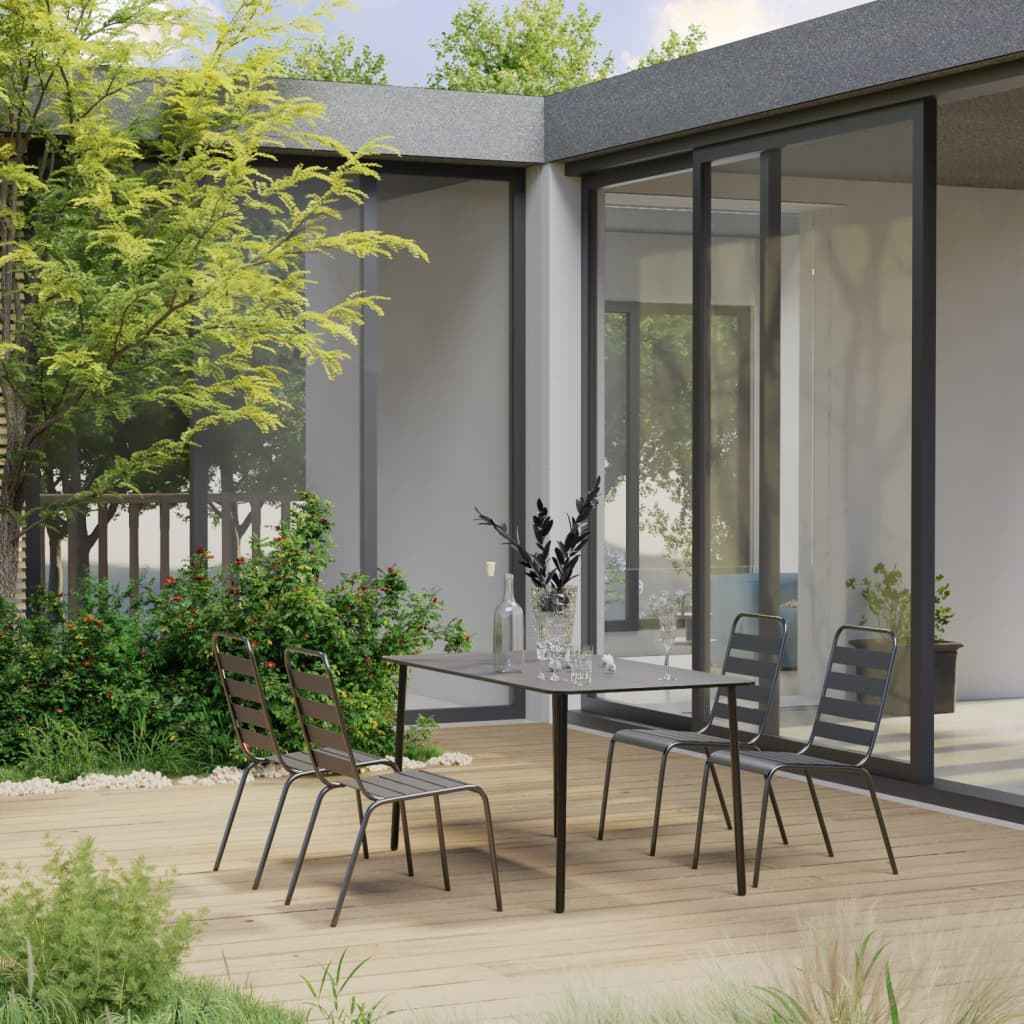 vidaXL 5-delige Tuinset staal donkergrijs