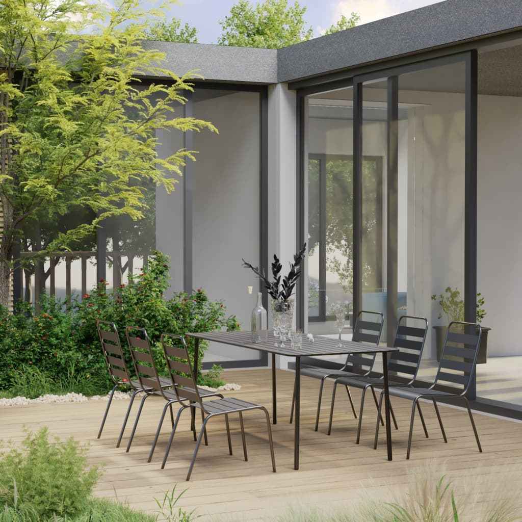 vidaXL 5-delige Tuinset staal donkergrijs