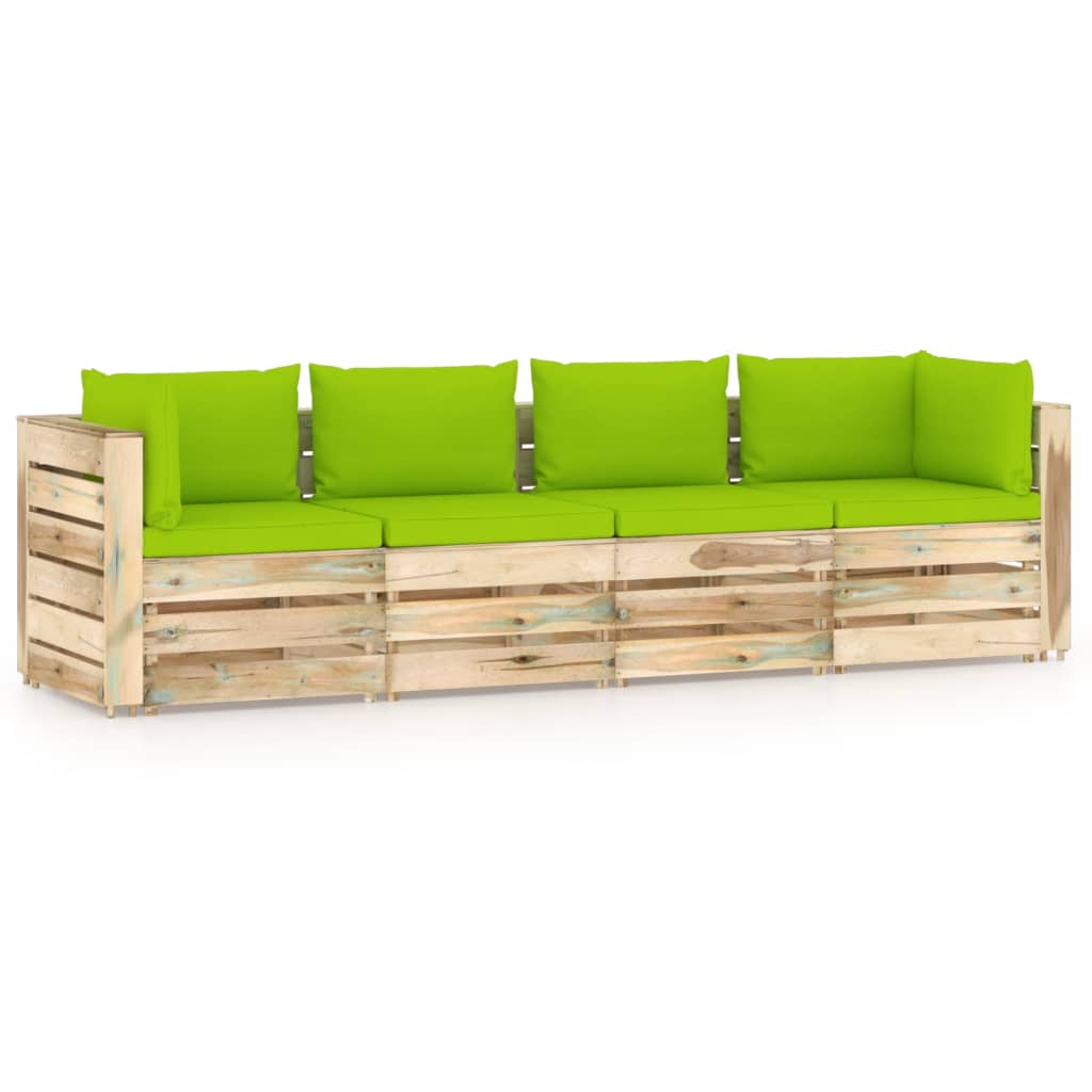 vidaXL Tuinbank 2-zits met kussens groen geïmpregneerd hout