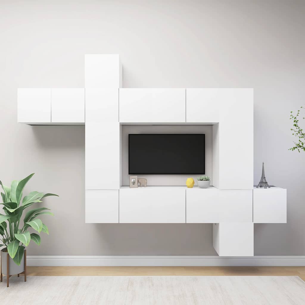 vidaXL 9-delig Tv-meubelset wandmontage bewerkt hout artisanaal eiken