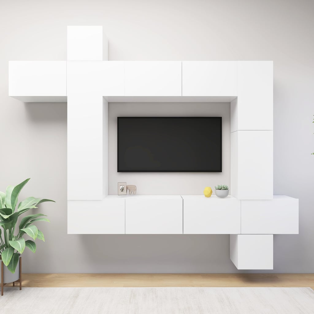 vidaXL 9-delig Tv-meubelset wandmontage bewerkt hout artisanaal eiken