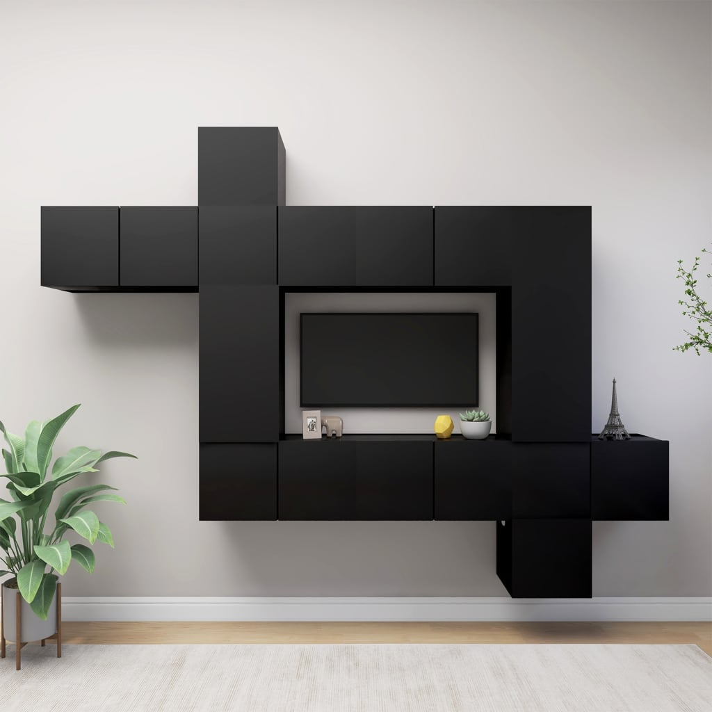 vidaXL 9-delig Tv-meubelset wandmontage bewerkt hout artisanaal eiken