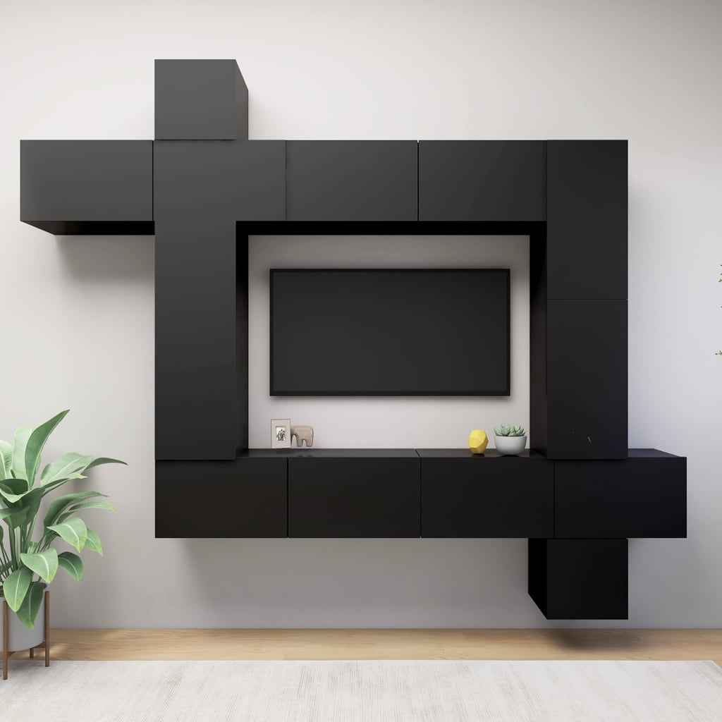 vidaXL 9-delig Tv-meubelset wandmontage bewerkt hout artisanaal eiken
