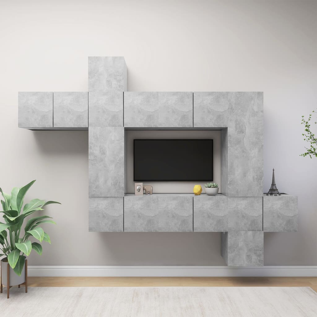 vidaXL 9-delig Tv-meubelset wandmontage bewerkt hout artisanaal eiken