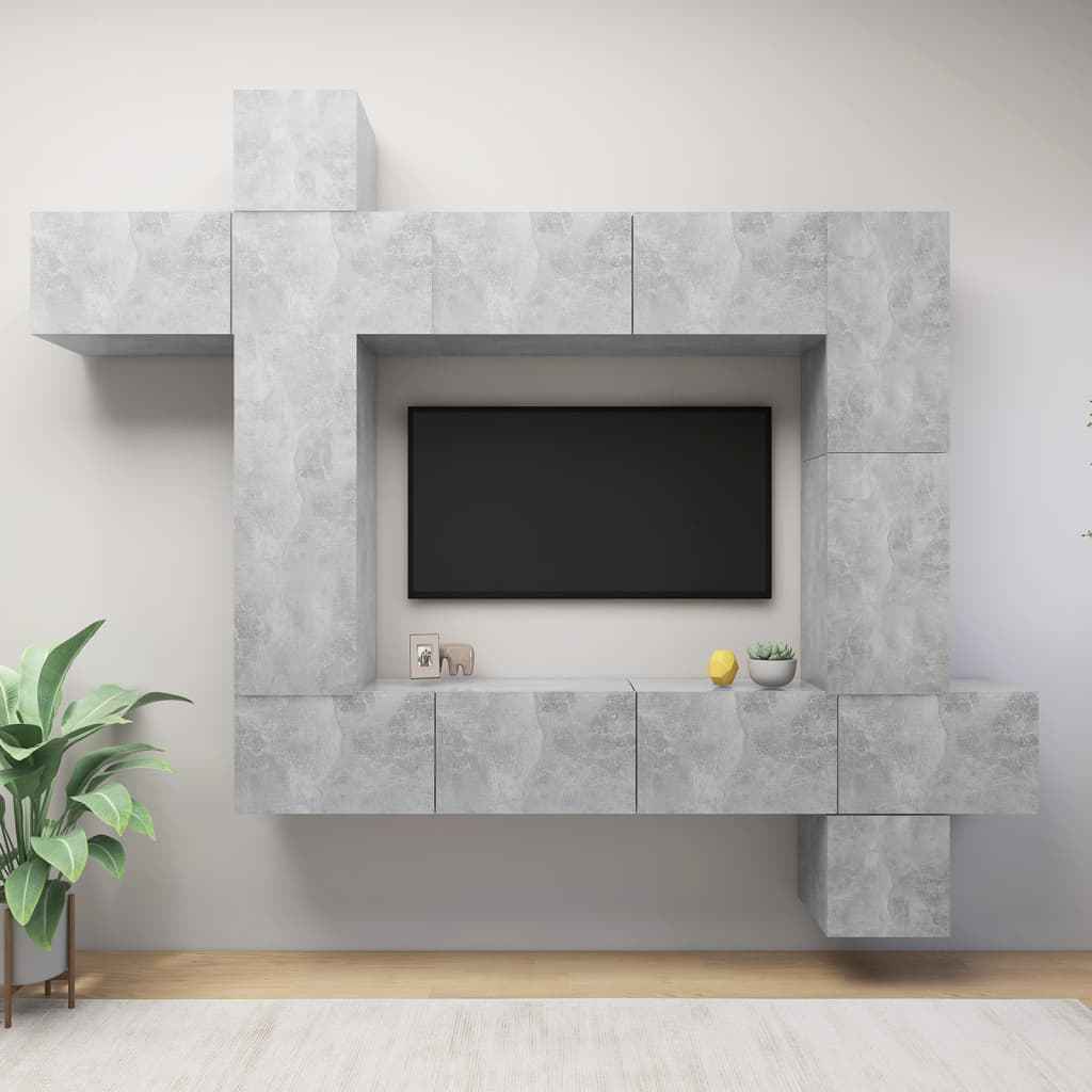 vidaXL 9-delig Tv-meubelset wandmontage bewerkt hout artisanaal eiken