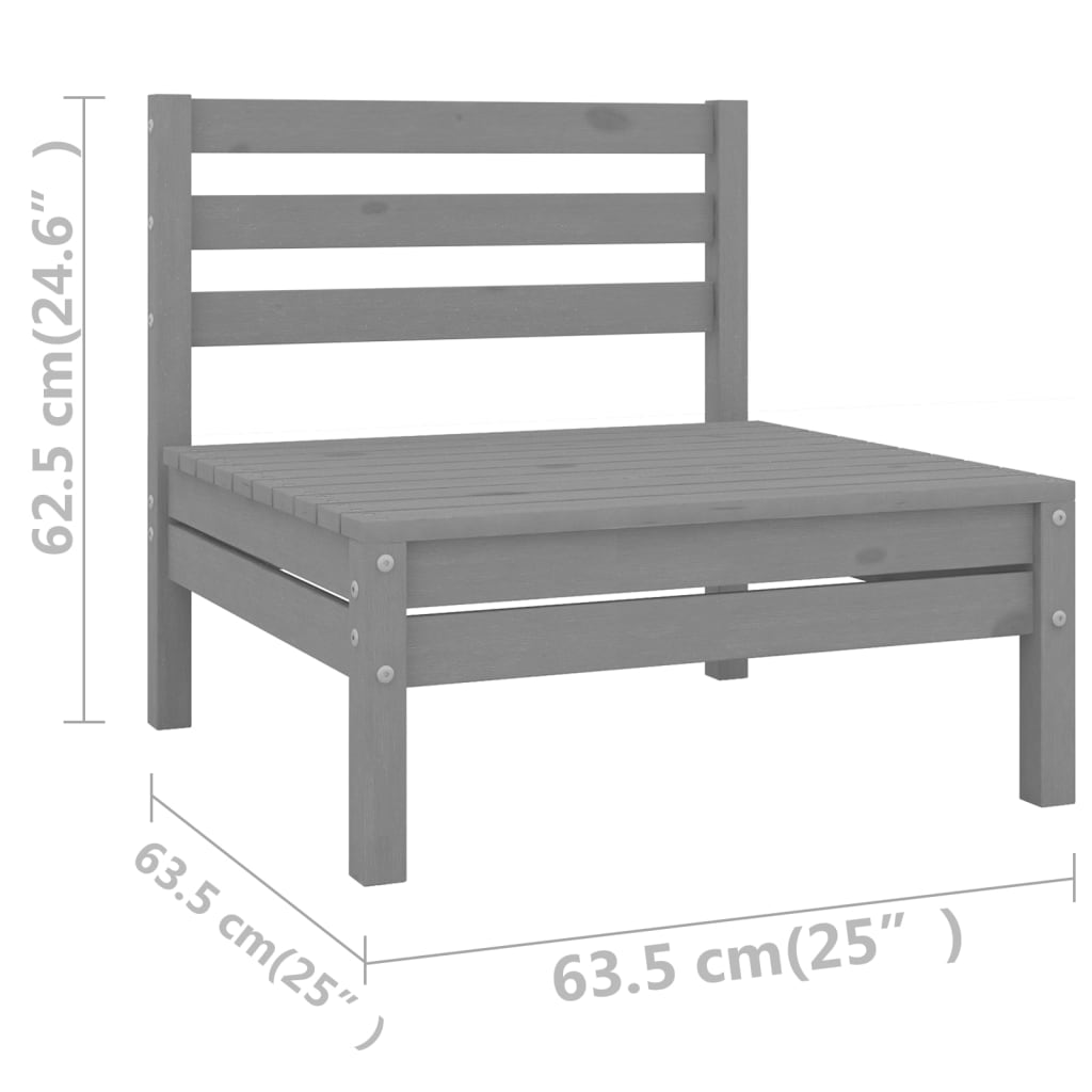 vidaXL 5-delige Loungeset massief grenenhout grijs