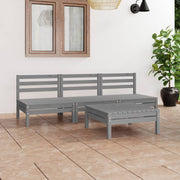 vidaXL 4-Piece Lounge Set Solid Pinewood Grey
