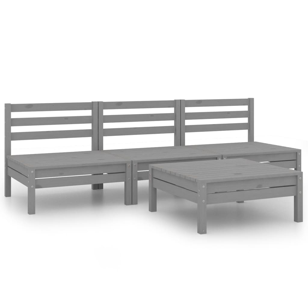 vidaXL 4-Piece Lounge Set Solid Pinewood Grey