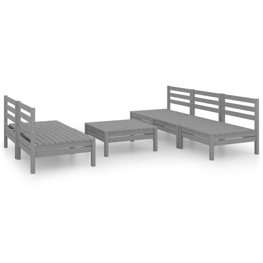 vidaXL 6-delige Loungeset massief grenenhout grijs