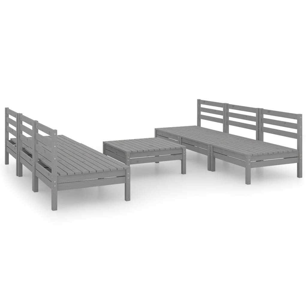 vidaXL 7-delige Loungeset massief grenenhout grijs