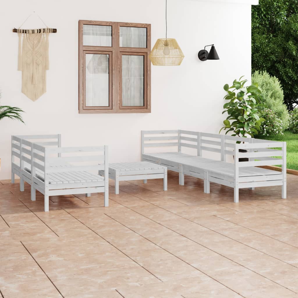 vidaXL 8-piece lounge set solid pinewood white