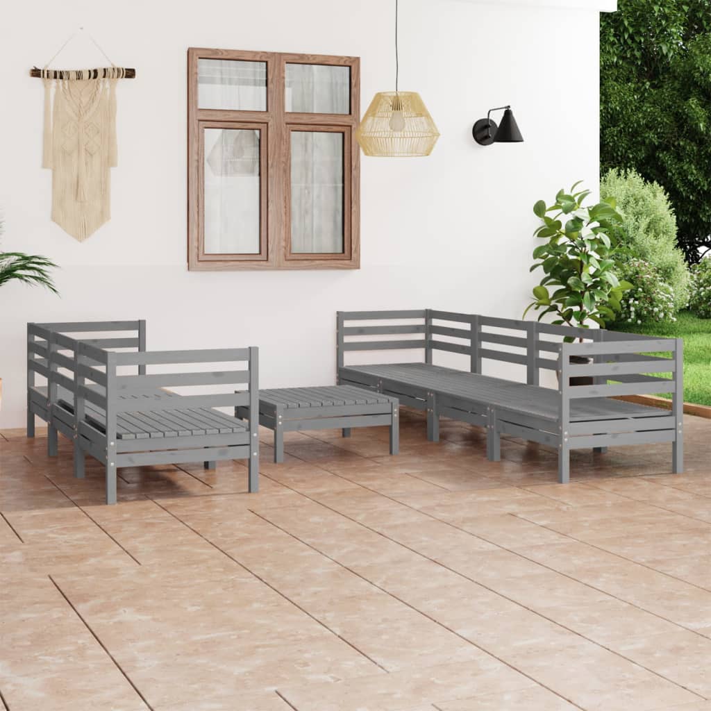 vidaXL 8-piece lounge set solid pinewood white