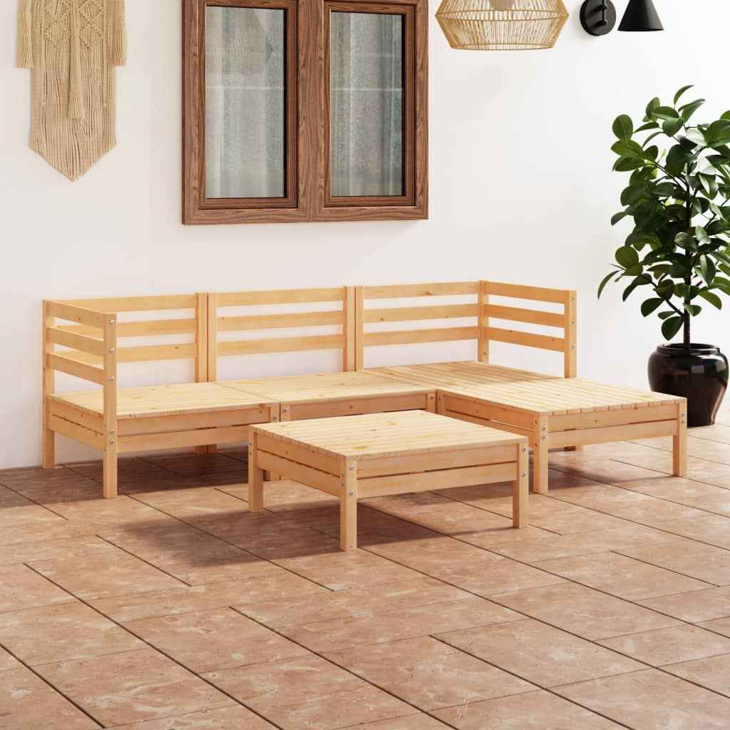 vidaXL 5-delige Loungeset massief grenenhout zwart