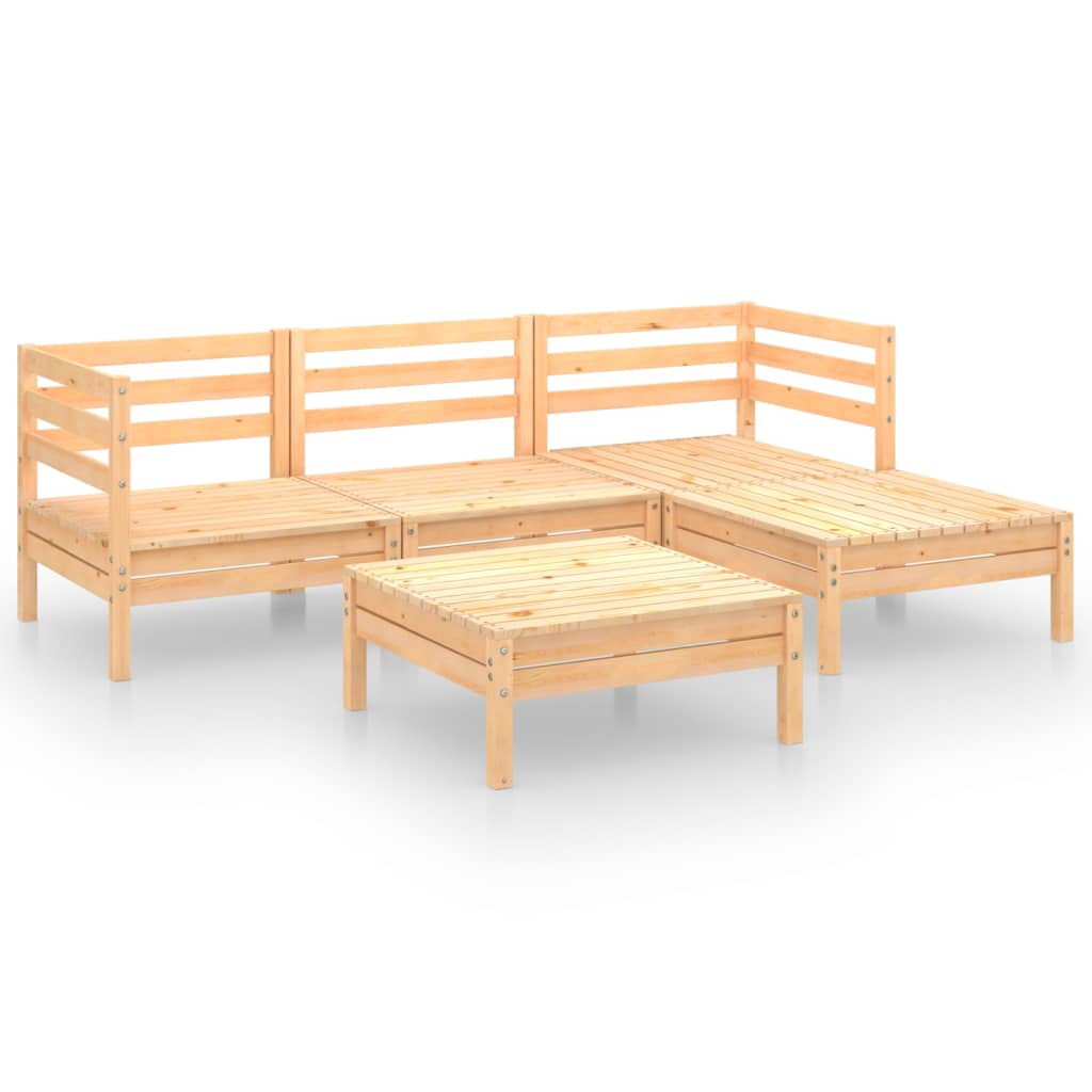 vidaXL 5-Piece Lounge Set Solid Pine Wood Black