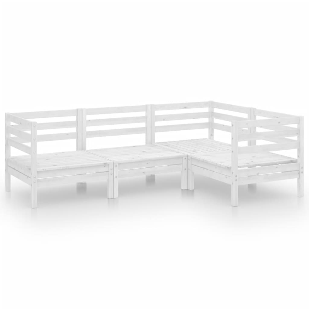 vidaXL 4-delige Loungeset massief grenenhout wit
