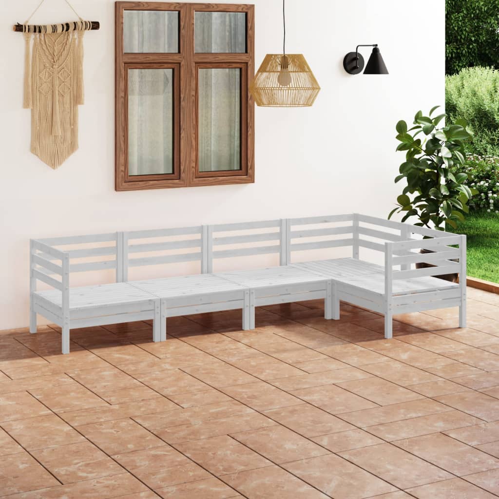 vidaXL 5-delige Loungeset massief grenenhout wit