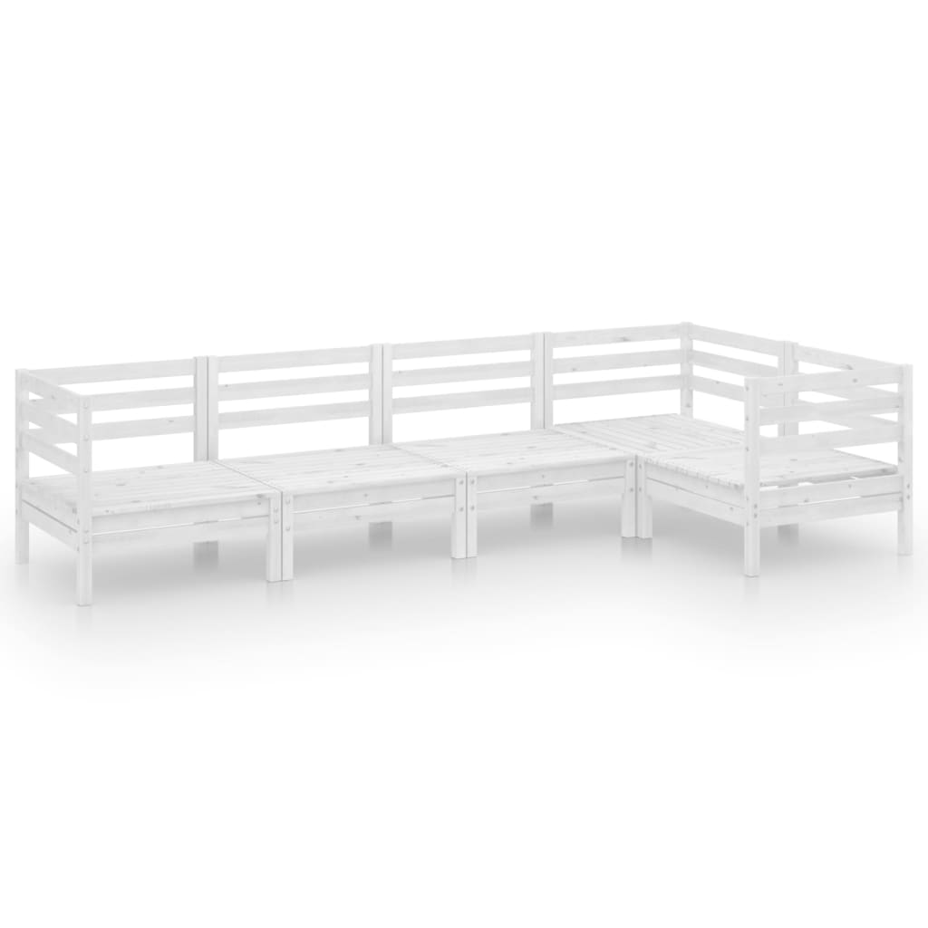 vidaXL 5-delige Loungeset massief grenenhout wit