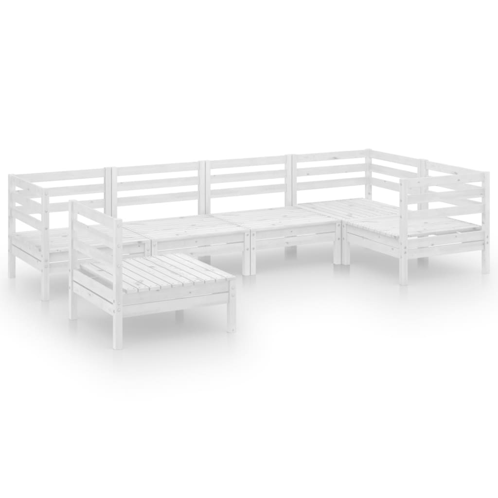 vidaXL 6-delige Loungeset massief grenenhout wit