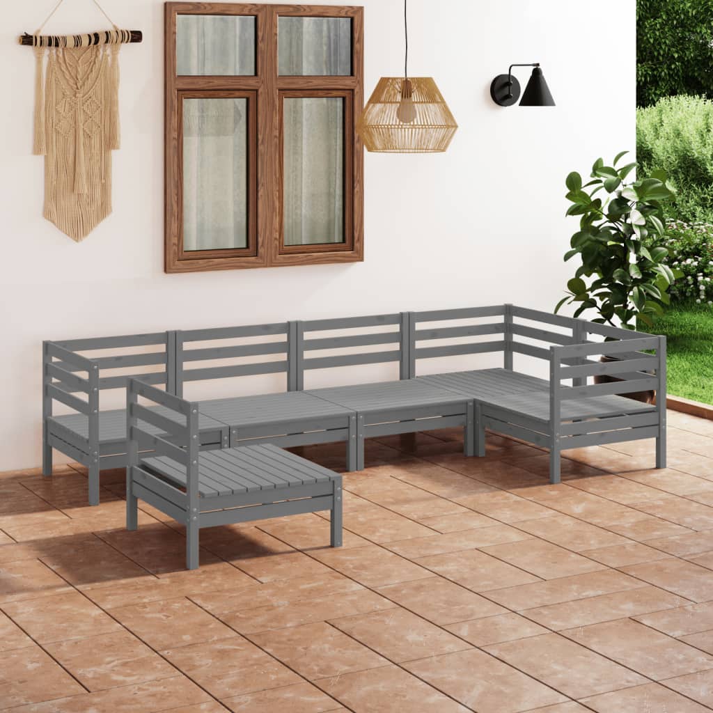 vidaXL 6-delige Loungeset massief grenenhout wit
