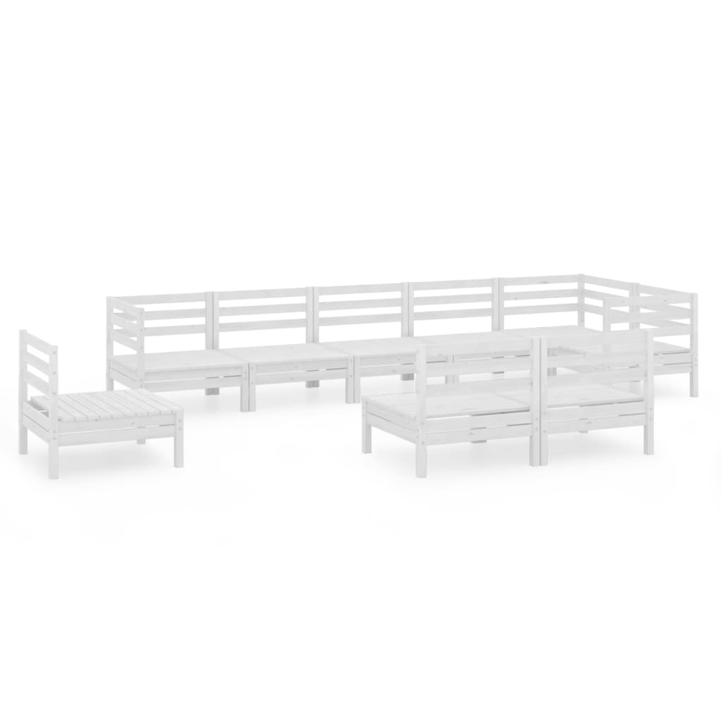 vidaXL 9-delige Loungeset massief grenenhout wit