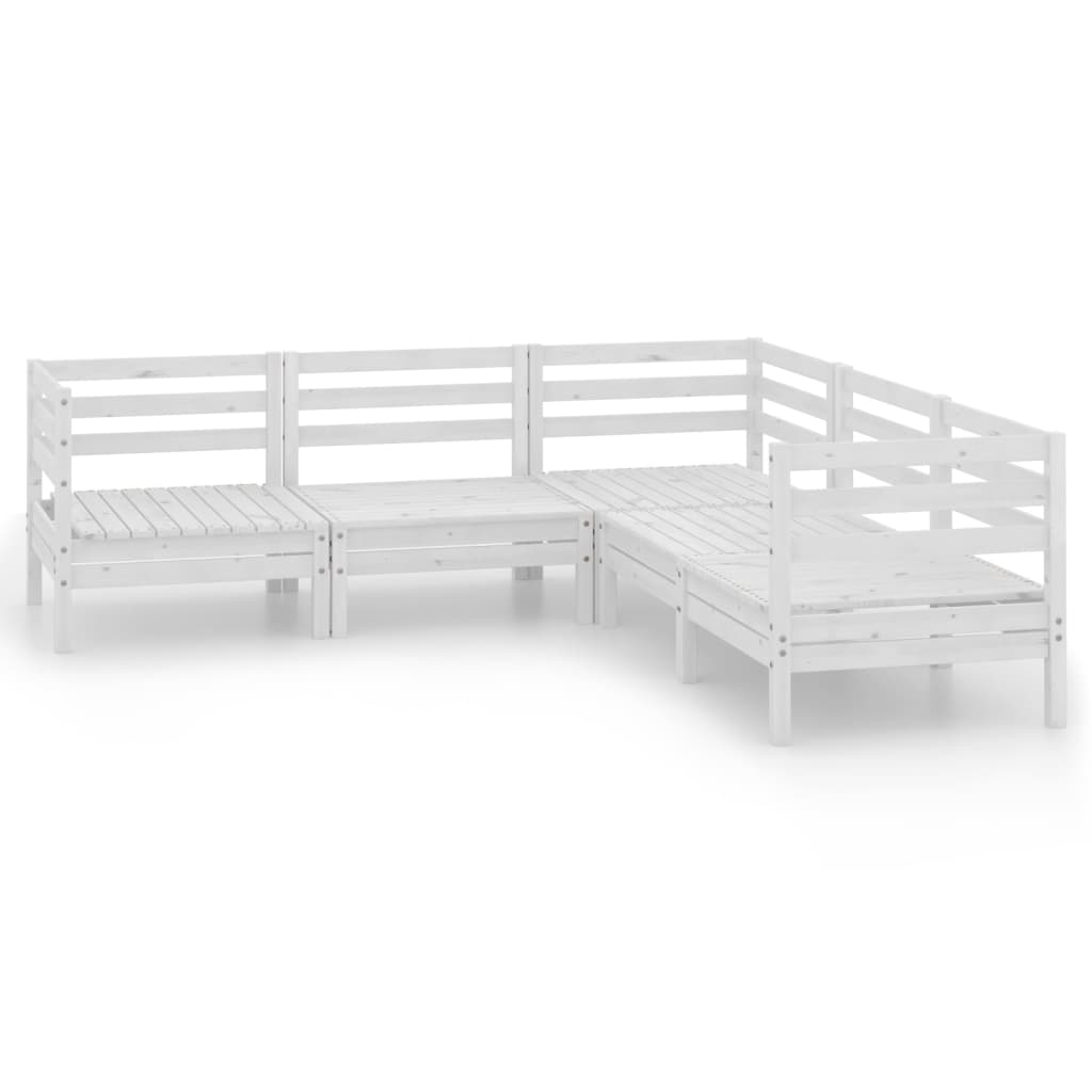 vidaXL 5-delige Loungeset massief grenenhout wit