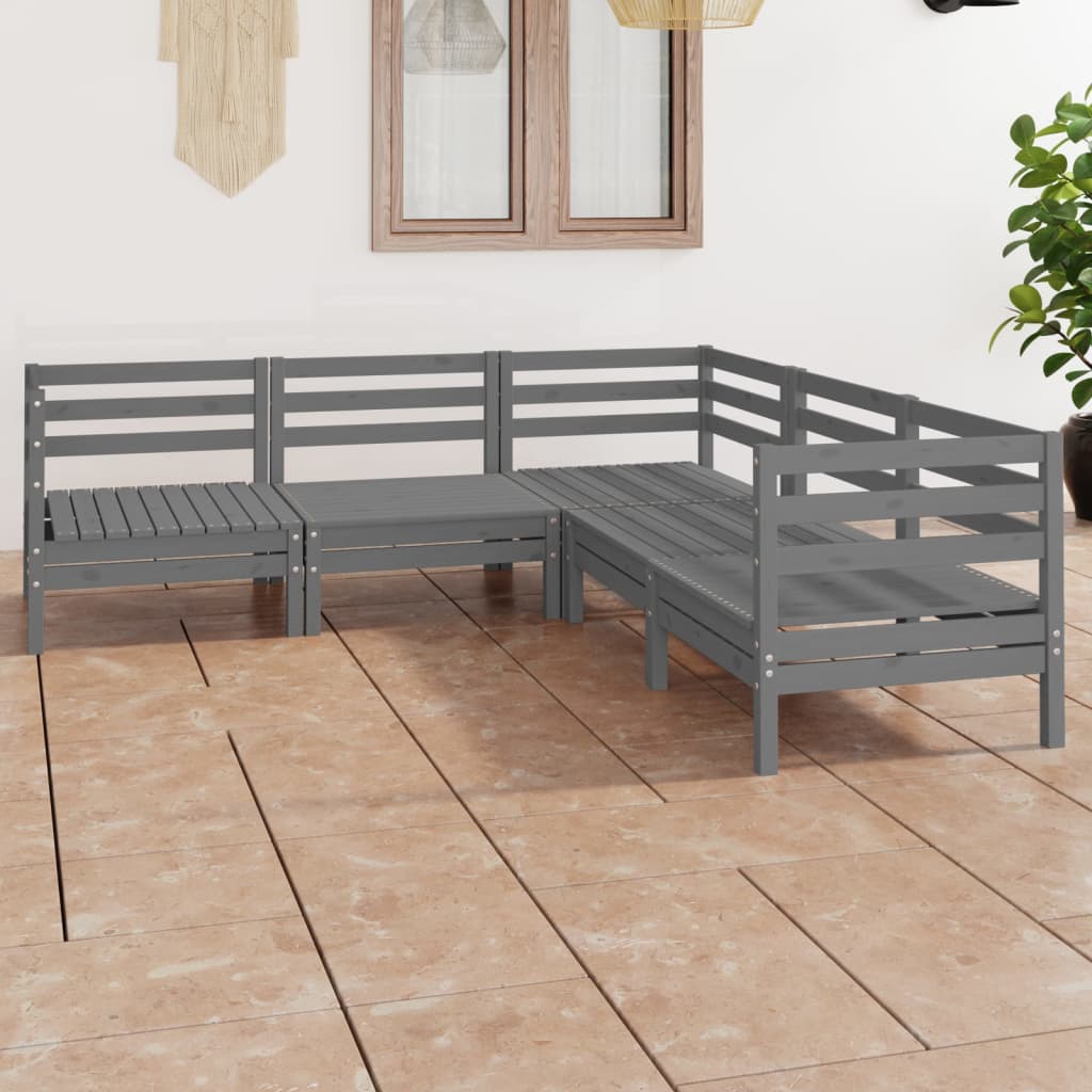 vidaXL 5-delige Loungeset massief grenenhout wit