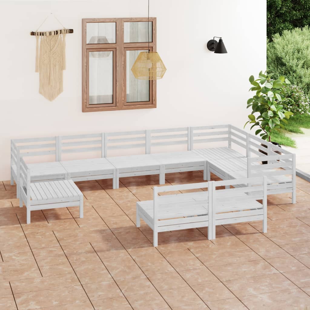 vidaXL 10-piece lounge set solid pinewood white