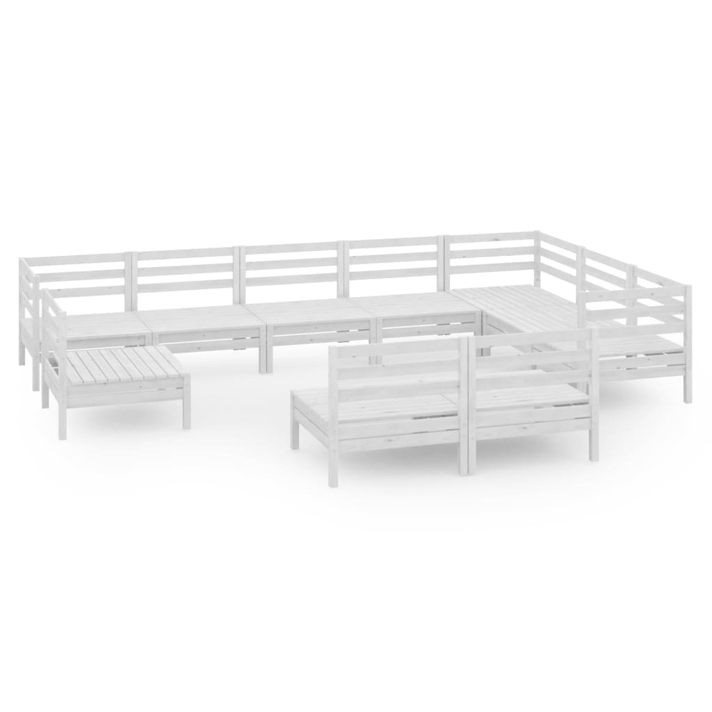 vidaXL 10-piece lounge set solid pinewood white