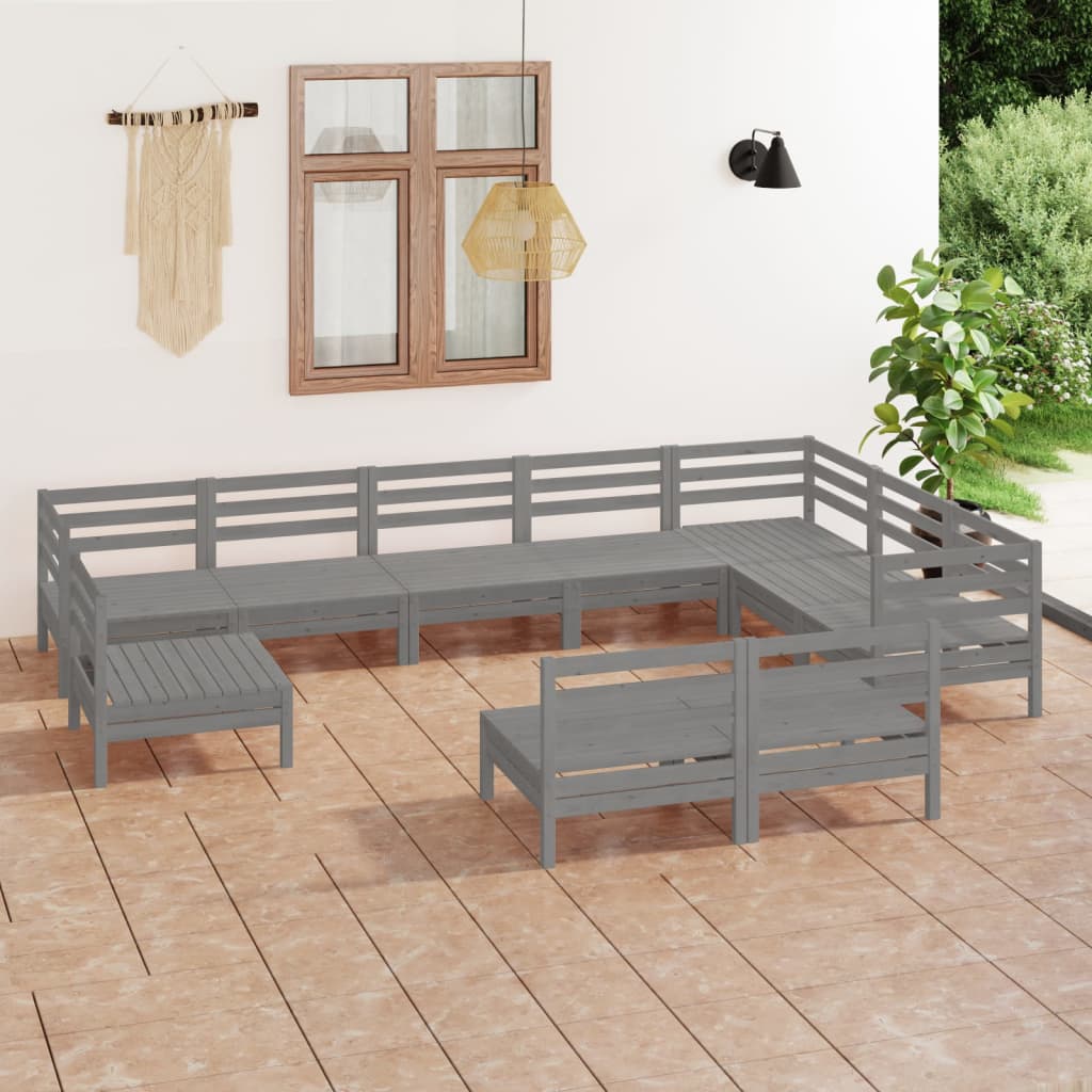vidaXL 10-piece lounge set solid pinewood white