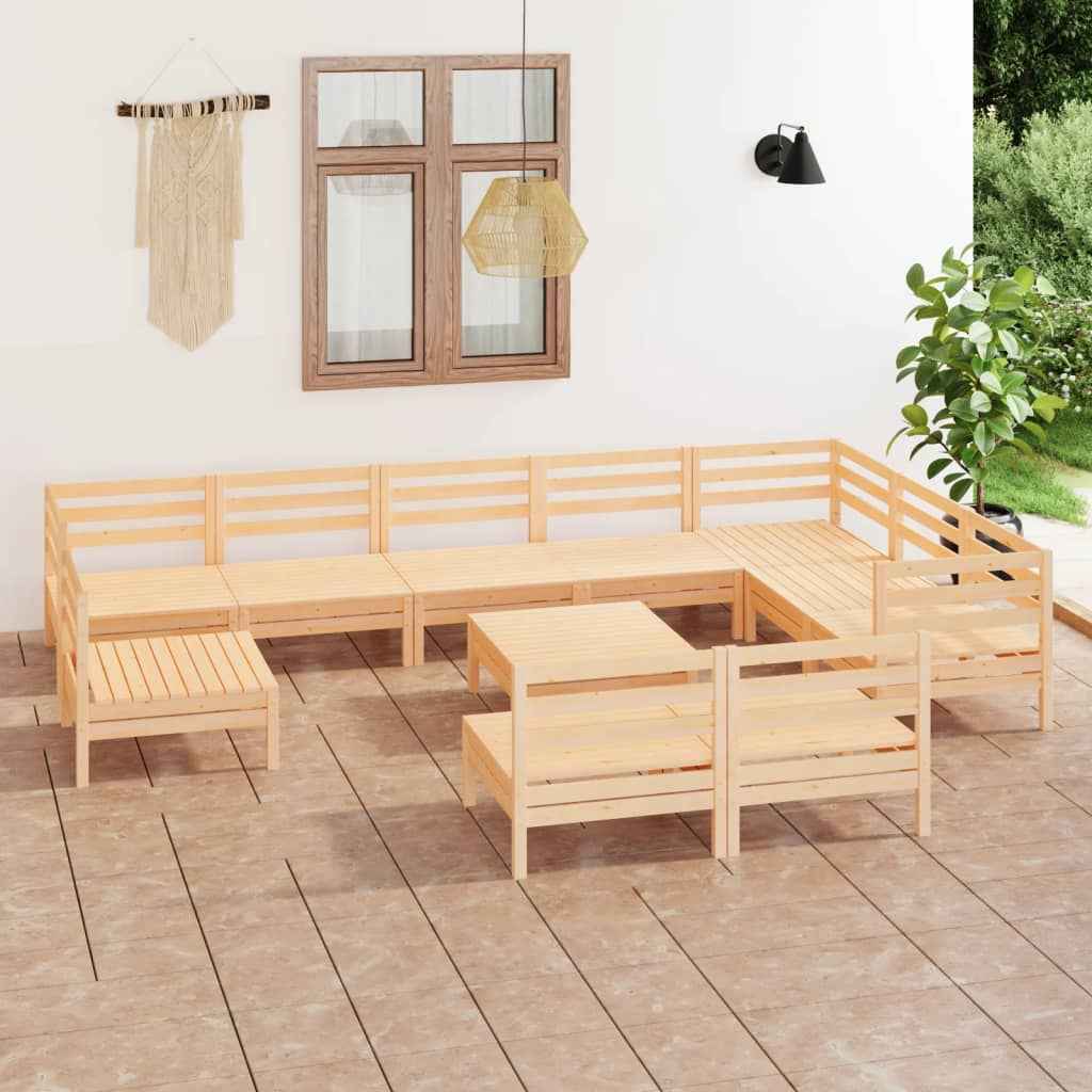 vidaXL 11-delige Loungeset massief grenenhout