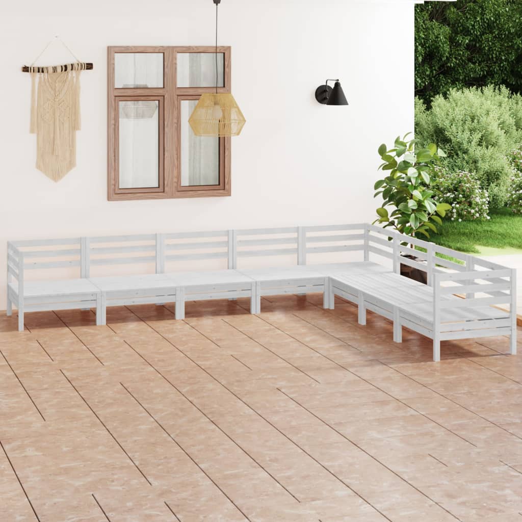 vidaXL 8-piece lounge set solid pinewood white