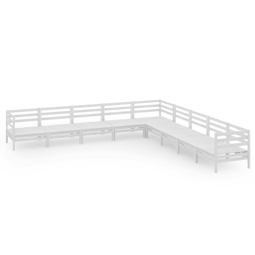vidaXL 9-delige Loungeset massief grenenhout wit
