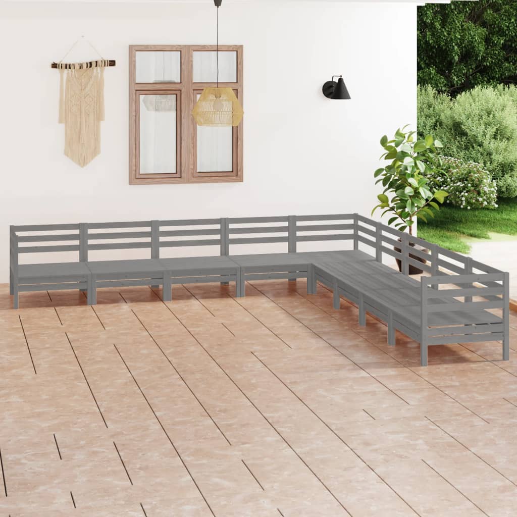 vidaXL 9-delige Loungeset massief grenenhout wit