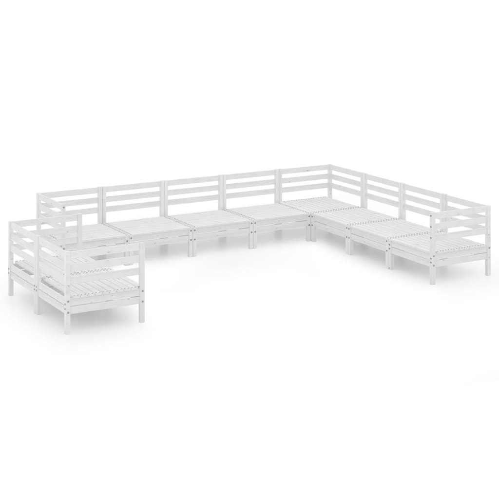 vidaXL 10-delige Loungeset massief grenenhout wit