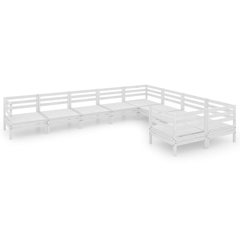 vidaXL 9-delige Loungeset massief grenenhout wit