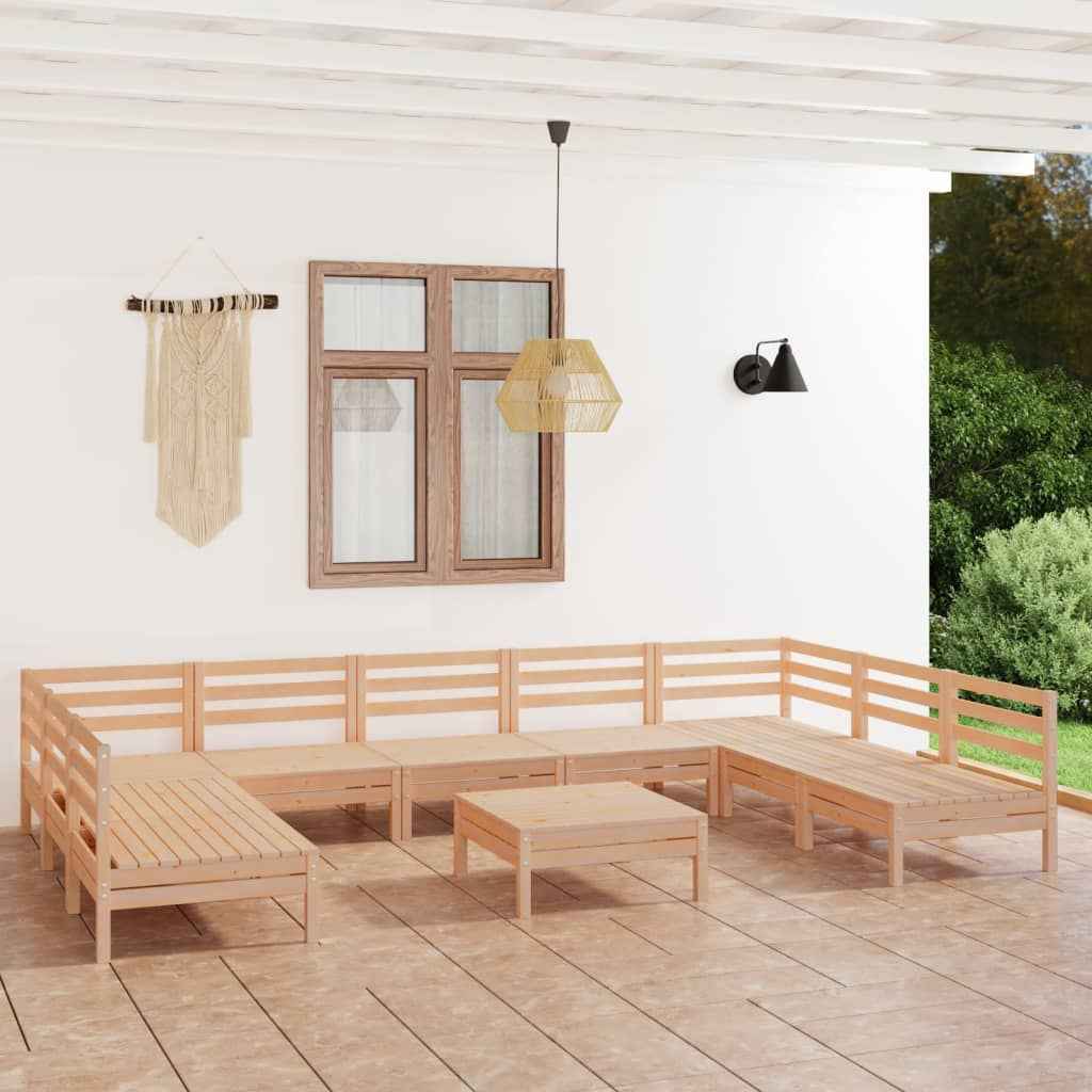 vidaXL 10-delige Loungeset massief grenenhout
