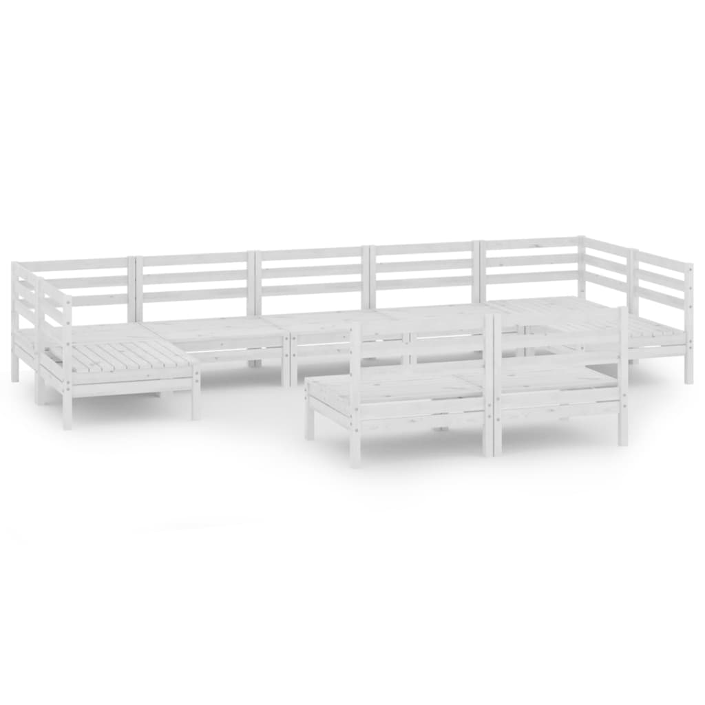 vidaXL 9-delige Loungeset massief grenenhout wit