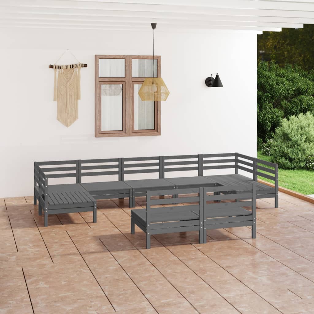 vidaXL 9-delige Loungeset massief grenenhout wit