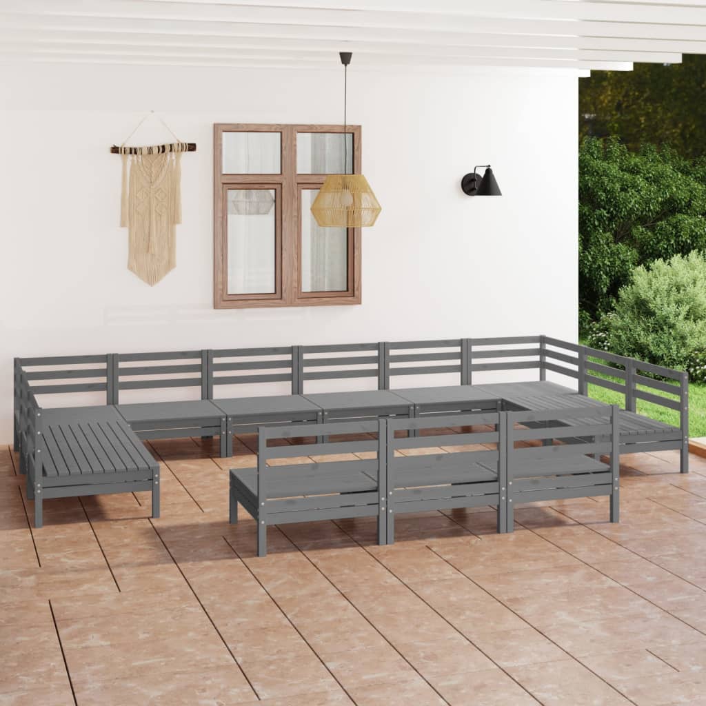 vidaXL 13-delige Loungeset massief grenenhout wit