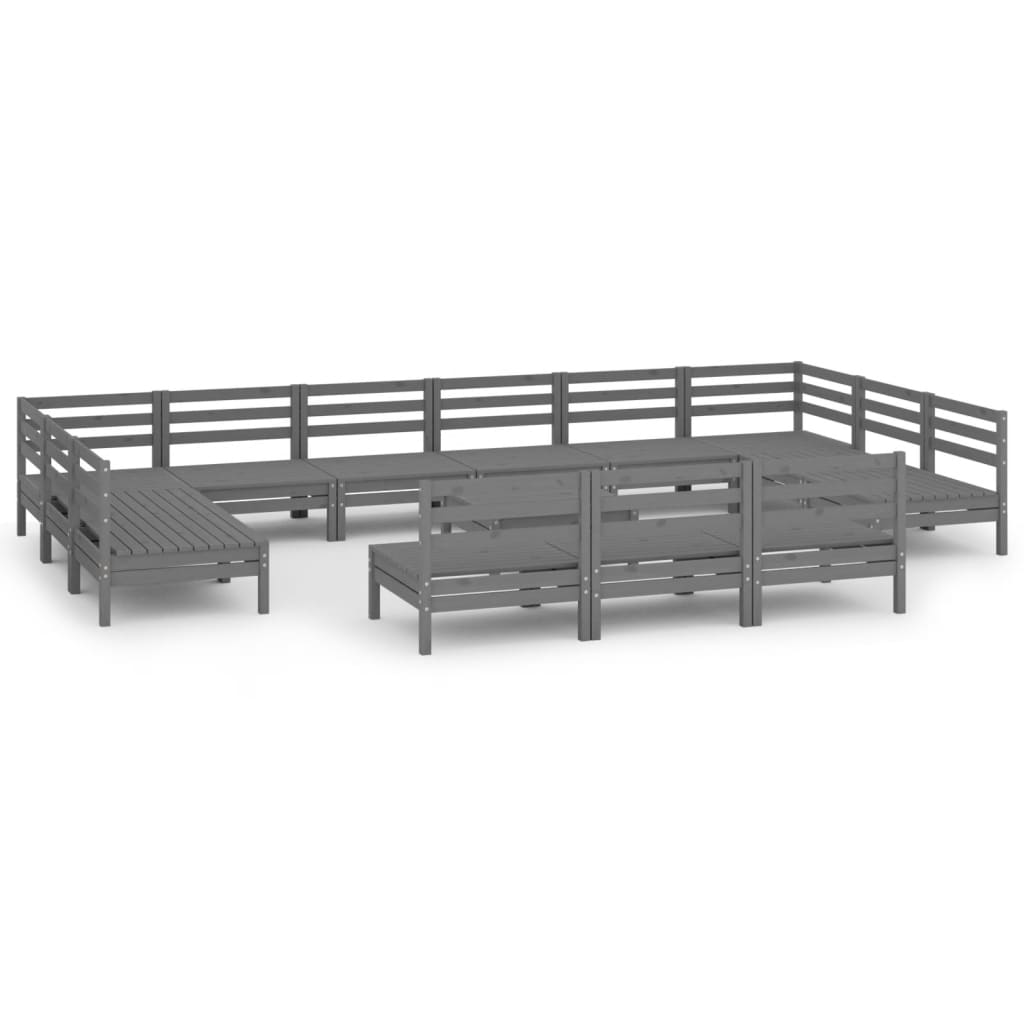 vidaXL 14-delige Loungeset massief grenenhout grijs