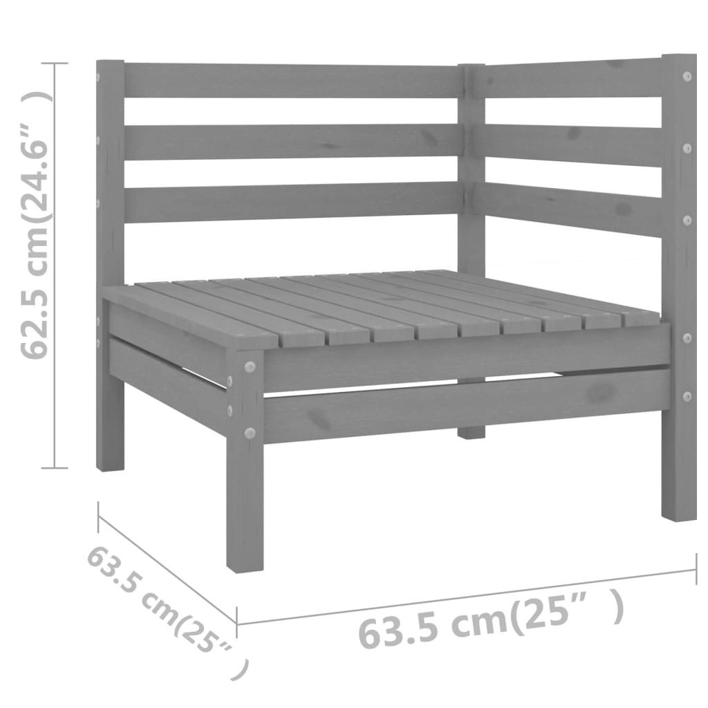 vidaXL 14-delige Loungeset massief grenenhout grijs