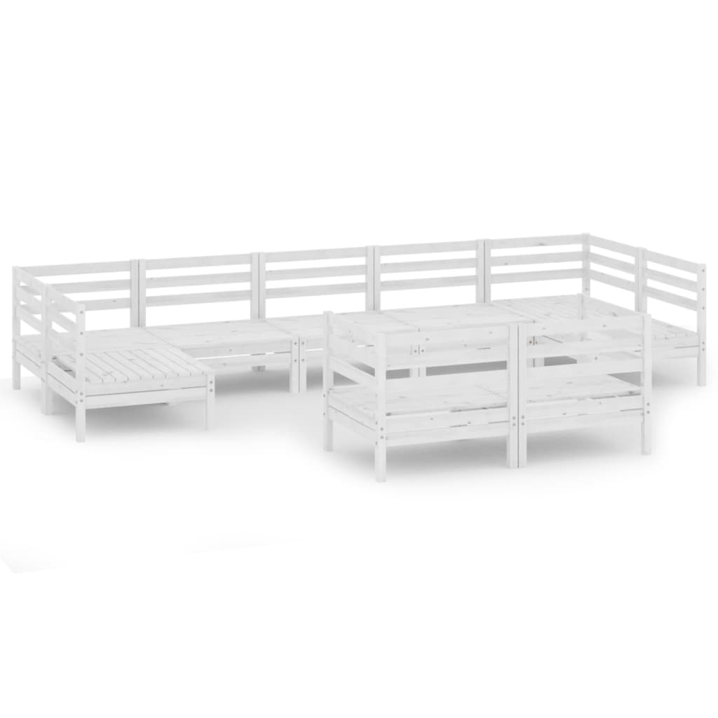 vidaXL 9-delige Loungeset massief grenenhout wit