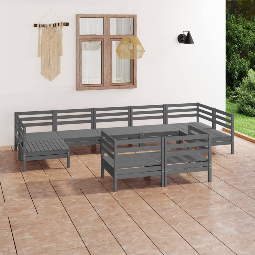 vidaXL 9-delige Loungeset massief grenenhout wit