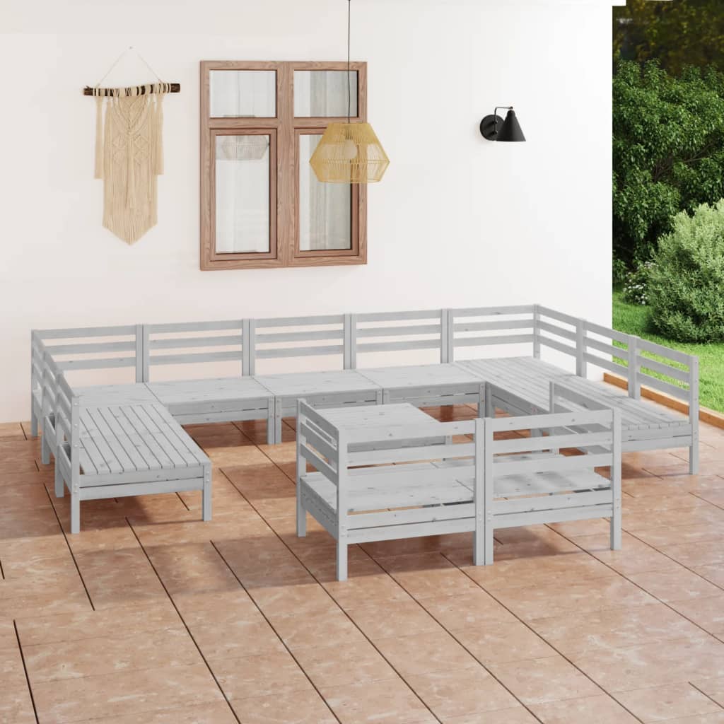 vidaXL 12-piece lounge set solid pinewood white