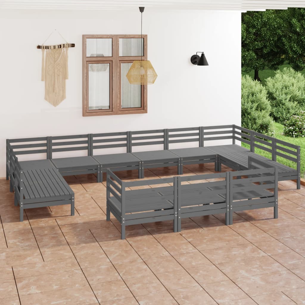 vidaXL 13-delige Loungeset massief grenenhout wit