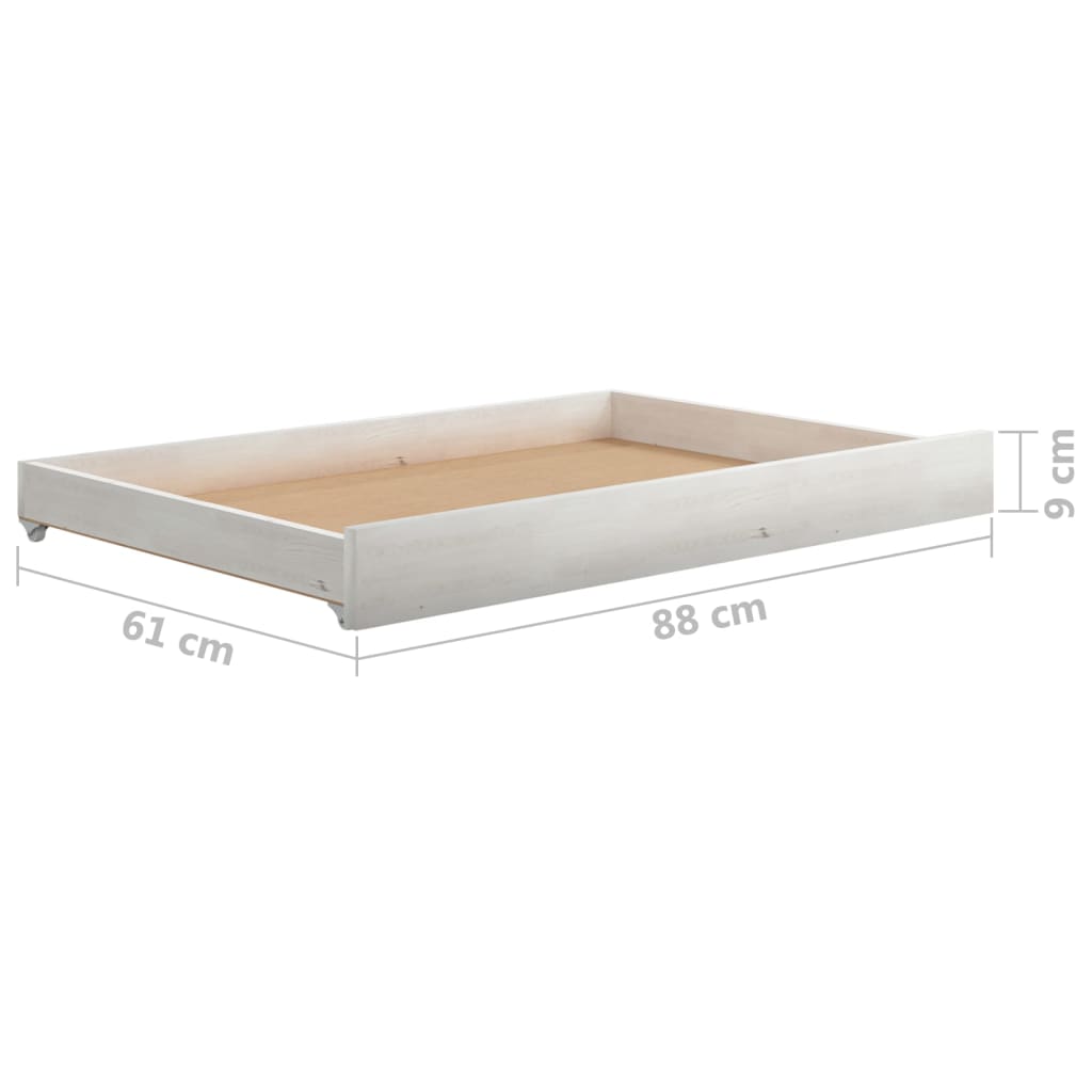 vidaXL Slaapbank met lades massief grenenhout wit 90x200 cm