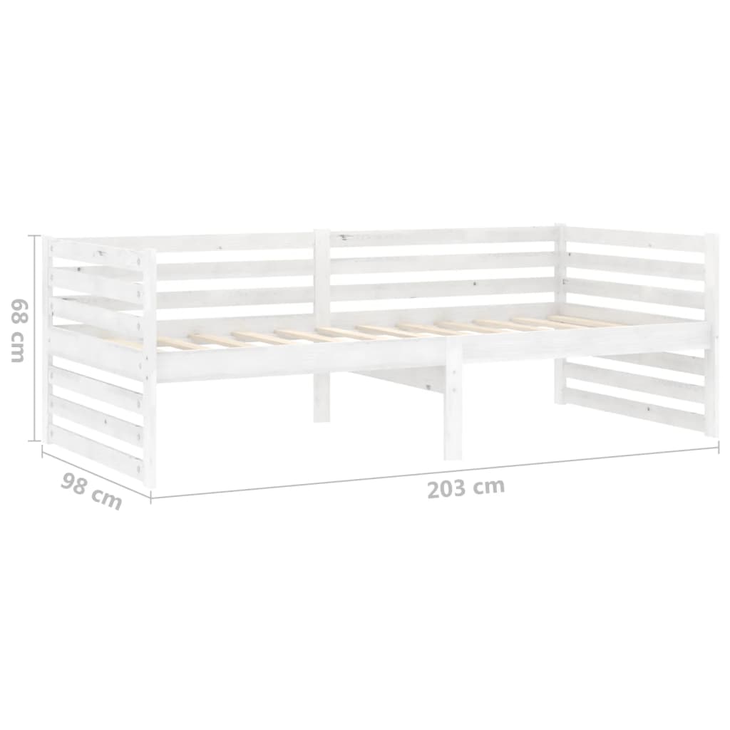 vidaXL Slaapbank met lades massief grenenhout wit 90x200 cm